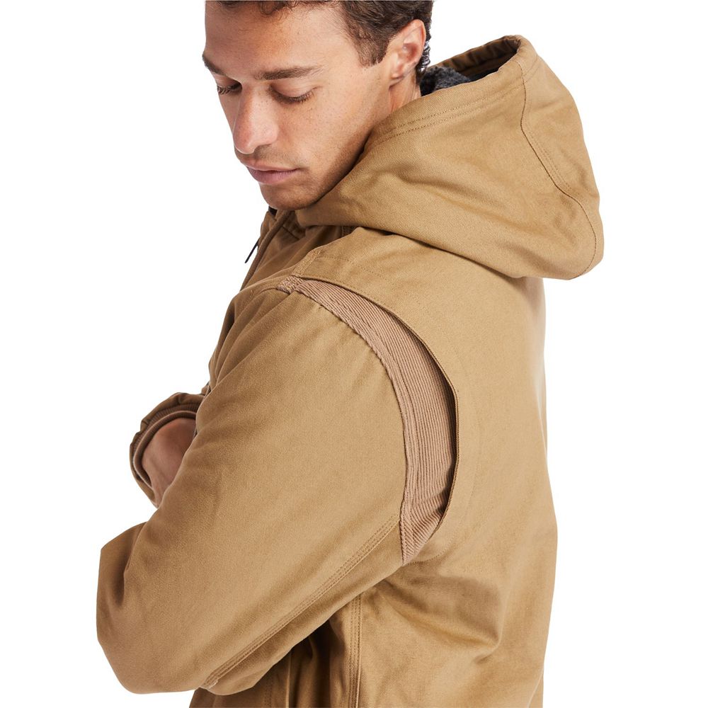 Timberland Mens Jackets PRO® Gritman Lined, Hooded Canvas - Brown - India AU9587423